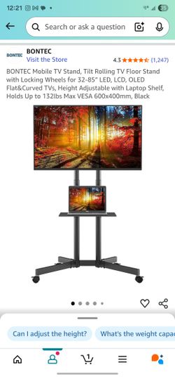 TV Cart Tilt Rolling TV Stand
