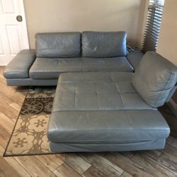 Leather Gray Sectional Couch Sofa 95”x 42”