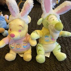 WINNIE the POOH Easter Bear Pastel Colors Bean Bag Toy Plush And Tigger Bunny Plush Toy