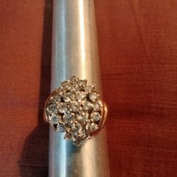 925.Silver Gold-plated Diamond Chips Ring