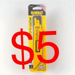 DEWALT 5 Piece Set Of 14 TPI Bi-Metal 6” Blades #DWAR6114