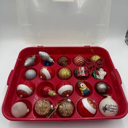 Vintage Mixed Lot Shiny Christmas Tree Ornaments lot of 20 Holiday Decor