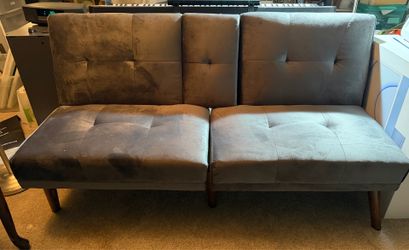 Medium Gray Velour Convertible Love Seat