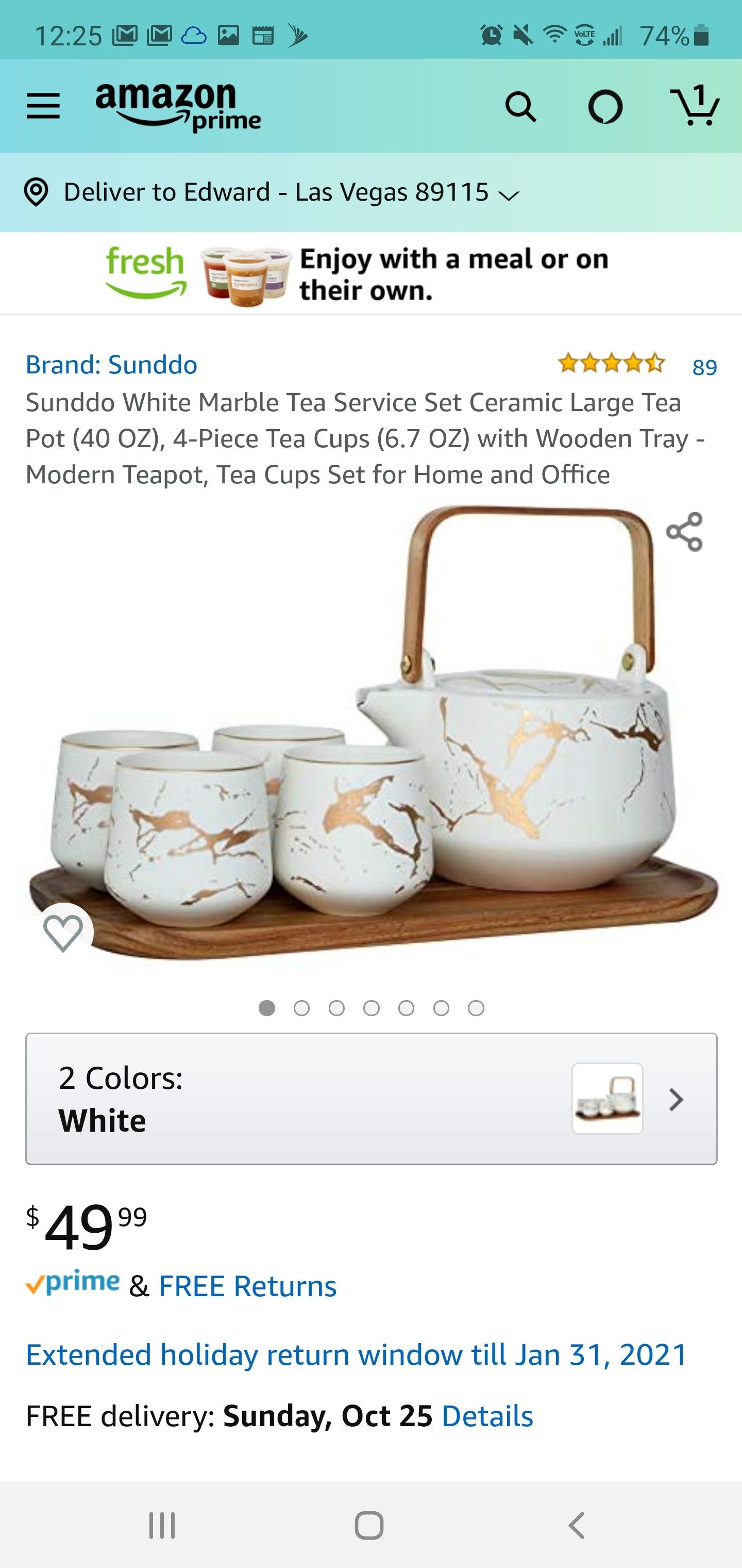 Sunddo 4pc Marble china tea set