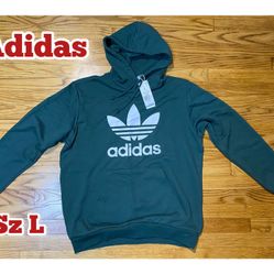 ADIDAS ORIGINAL TREFOIL ESSENTIALS Hoodie Men’s Sz Large New! Green