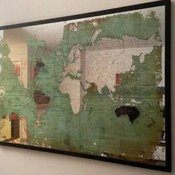 Glass World Map Mirror