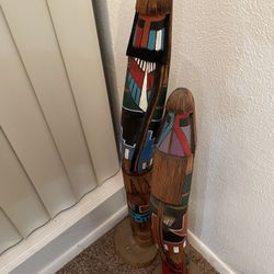 2 Native American Standing Kochina Dolls 