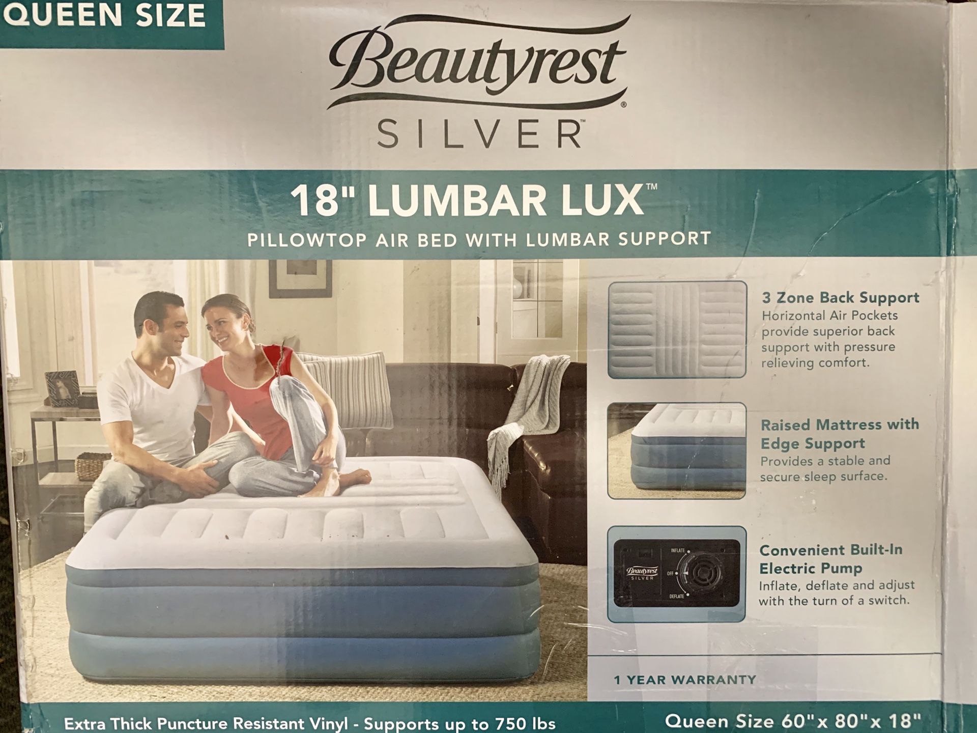 Summons Beautyrest Lumbar Lux 18” Queen Air Mattress! With a wide-base raised pillow top and smooth design, this inflatable mattress-with a built-i