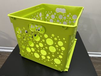 YAFFA Green Bubble Utility Plastic Crate File Storage Large Size 15" Vintage 2000 Y1K