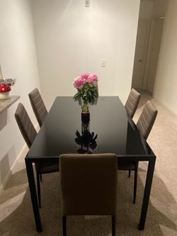 Black Dining Table + 6 Chairs