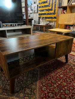 Smooth Wood Finish Coffee Table with Storage Shelf - Rustic Modern Style
