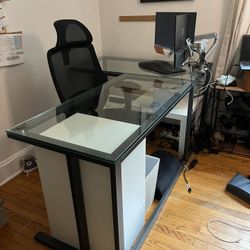 Glass L-Shape Desk