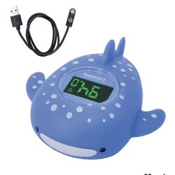 Whale Shark USB Rechargeable Baby Bath Thermometer - Instant Read, Digital Room and Baby Bathtub Water Fun Floating Toy - Newborn Must-Have