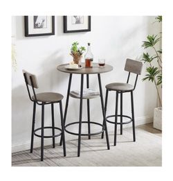 3-Piece Round Bar Table & 2 Chairs Set