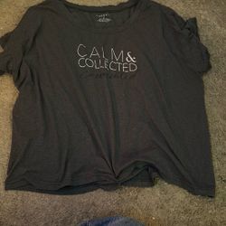 Plus Size Gray Comfort Shirt “Calm&Collected,Connected” - Size XL
