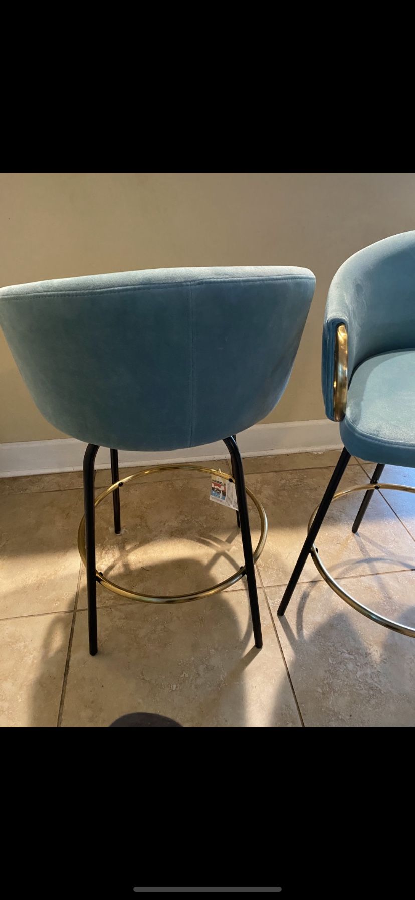 LumiSource Light Blue Bar Chairs (Set of 2)