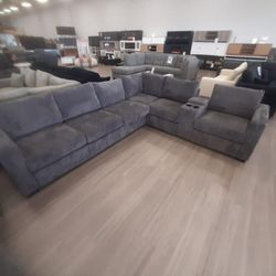 Modern Sectional Couch With Ottoman, Gray 2026 Bran New