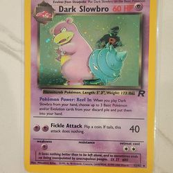 Dark Slowbro - 12/82 - Pokemon Team Rocket Unlimited Holo Rare Card SWIRL LP-NM