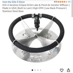 Orb-3 Aeration Eclipse EC44 Lake & Pond Air Aerator Diffuser | Made in USA | Built to Last | High CFM | Low Back-Pressure | Stainless Steel Base