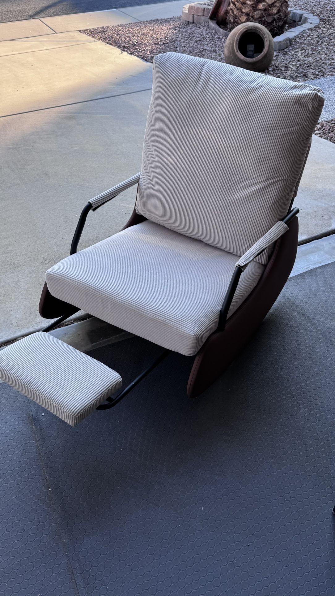 Foldable Adult Rocking Chair with Padded Plush Seat with High Backrest Lazy Person Sofa with Footrest Home Balcony Read