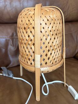 Woven Bamboo Table Lamp with Tripod Base