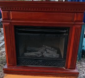 Electric Fireplace with Wood Mantel