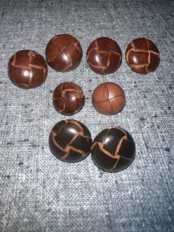 Vintage Woven Leather Shank Buttons – Matching Set of 8