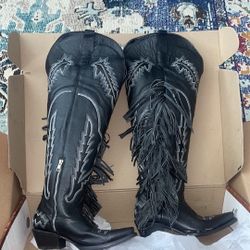 Women’s Western Over The Knee Fringe Boots