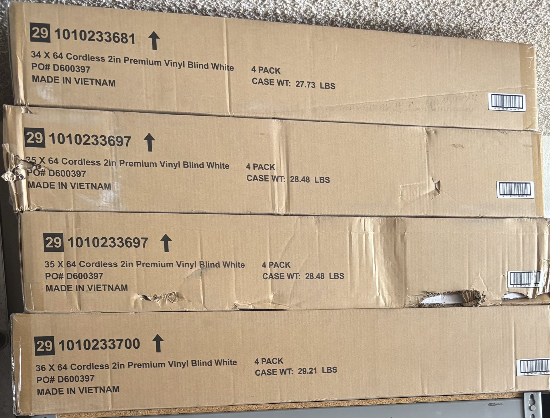 Premium Vinyl 4 Pack Cordless Shades