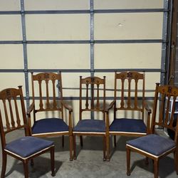 Antique Circo Arts & Crafts Art Deco Dinning Table Chairs Set Of 5 