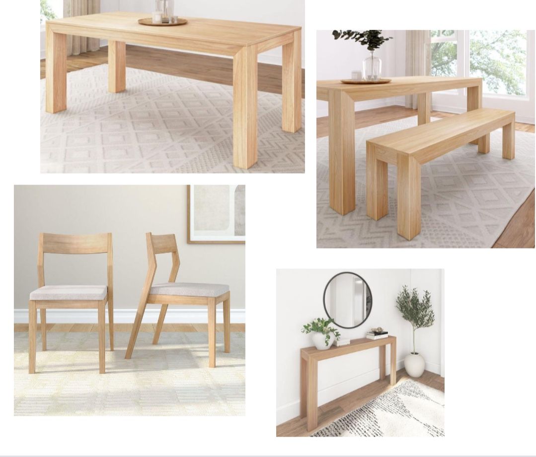 Table & Bench & 2 Chairs & Console Table