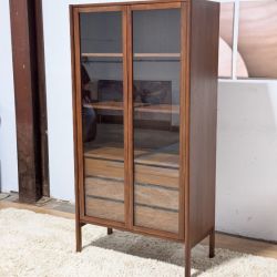 Mysen 35.5" Glass Cabinet - Walnut