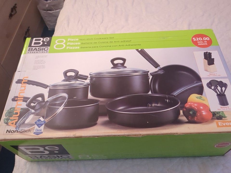 Aluminum Non Stick Teflon Classic 8 Piece Cookware Set With 2 Bonus