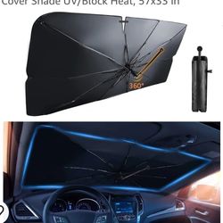 Car Windshield Sun Shade Umbrella for Most Vehicles, 2024 Upgraded Sunshade Car Windshield Umbrella with 360° Bendable Handle for Protect Car Interior