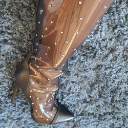 Shoedazzle New Knee High Heeled Boots With Diamonds, Size 8