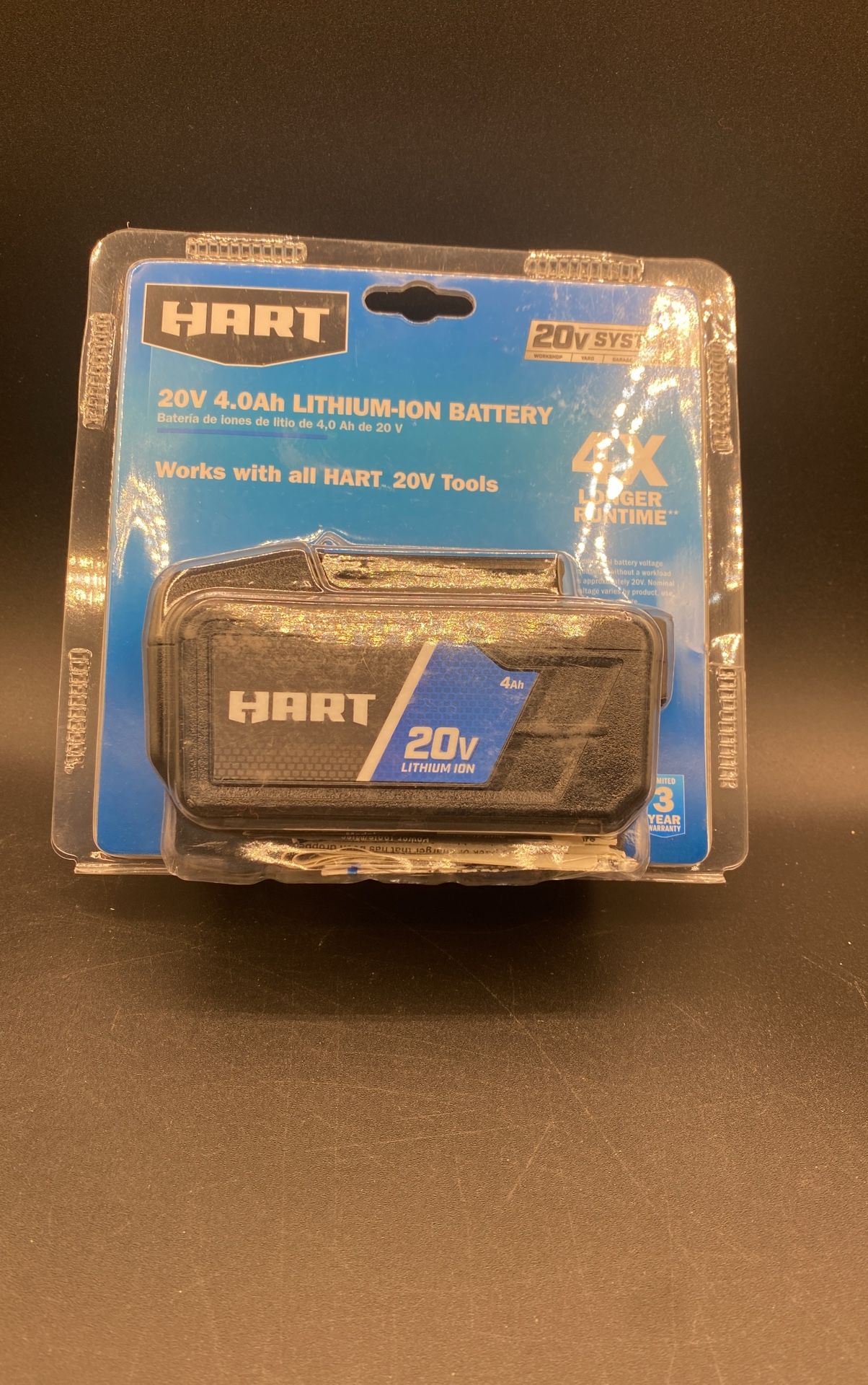 HART 20-Volt Lithium-Ion 4.0Ah Battery, which is compatible with all HART 20V power tools.