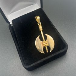 Gold Battle Axe Pendant 