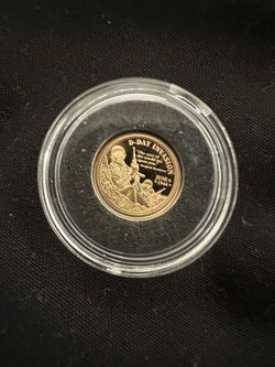 2020 D-Day WWII Commemorative Proof Gold Mini Coin (.585 Gold) with Certificate