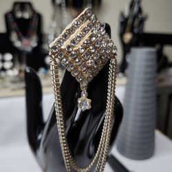 90s Rhinestone Lapel Brooch