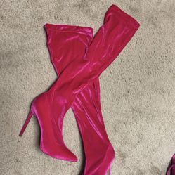 Pink Knee High Boots