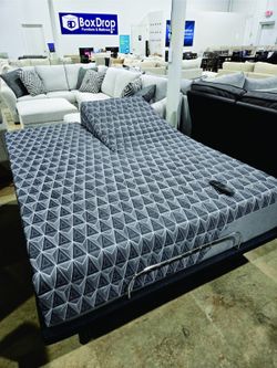 Queen Split-Head Mattress w Adjustable Base, Memory Foam  &  Breathable