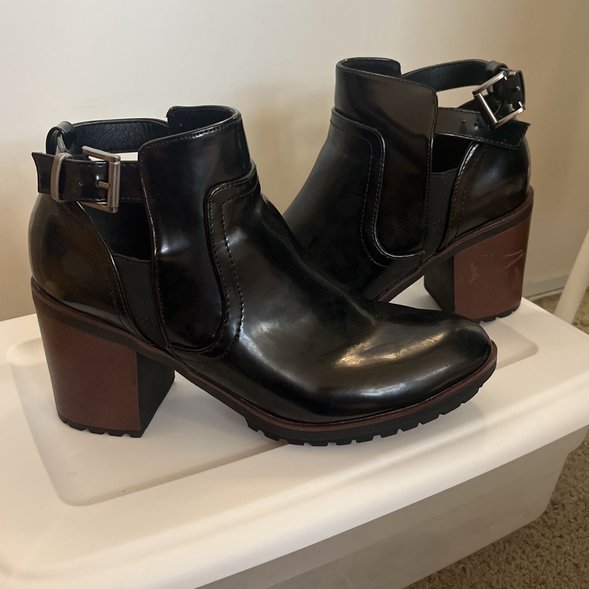 Black Patent Booties Size 9