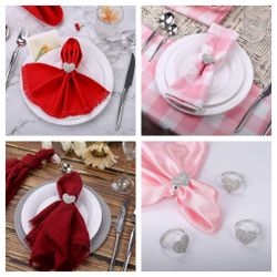 Heart Shaped Napkin Rings for Banquet, Birthday, Thanksgivin....6 pcs