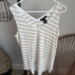 Black and white brand- Tan and gold women tank top Large