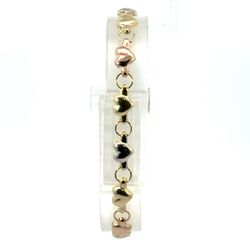 Woman’s Ladies 10k Tricolor Rose White Yellow Gold 7” Inch Heart Shaped Chain Tennis Bracelet GP3126667
