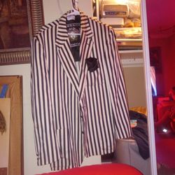 Versace Couture White And Black Two Button 1980 Suit Jacket  , Bettlejuice And Ghost Busters Comes To Mind 