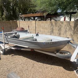14 Foot Fishing Boat With Trailer And With Motor And Trolling Motor With Battery 