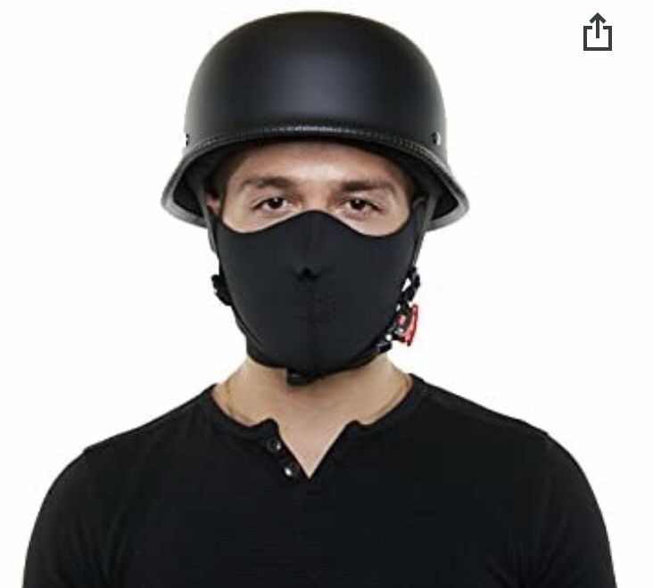 DOT Approved German Style Half Open Face Motorcycle Helmet - Provides Durable Protection - Perfect For Cruiser, Touring, Scooter, Chopper or Harley M