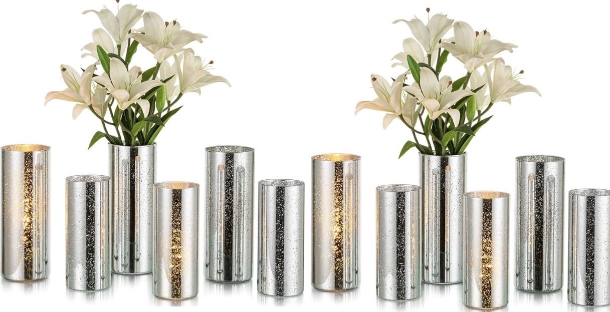 Silver Mercury Glass Cylinders