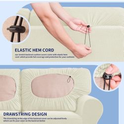 subrtex 7 Pieces Stretch Sofa Slipcover Sets Couch Cover Sets Backrest Cushion Covers Furniture Protector Collection Set for Oversize Sofa Loveseat Ch